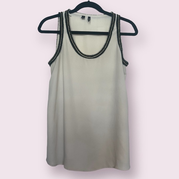 Mango Tops - MANGO White Good Chain Embellished Tank Blouse